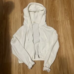 White Brandy Melville Hooded Zip-Up Jacket